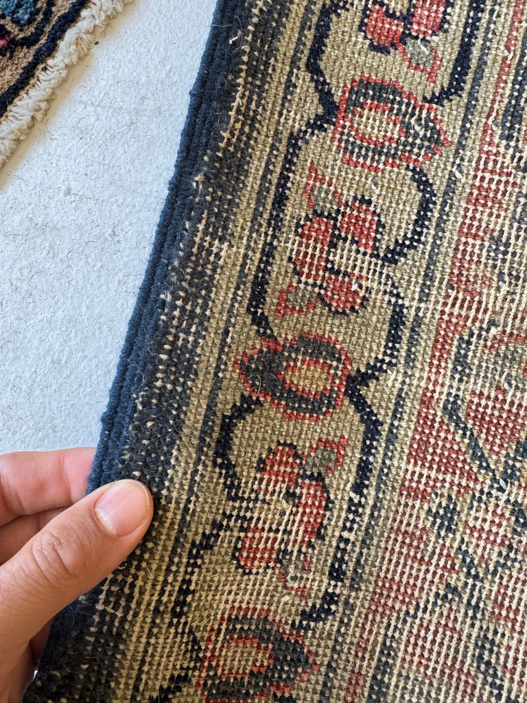 LOVELY European Sized Antique Water-Garden Tabriz | Pistachio Green, Rust, Rose, Walnut | 7.8 x 12.8