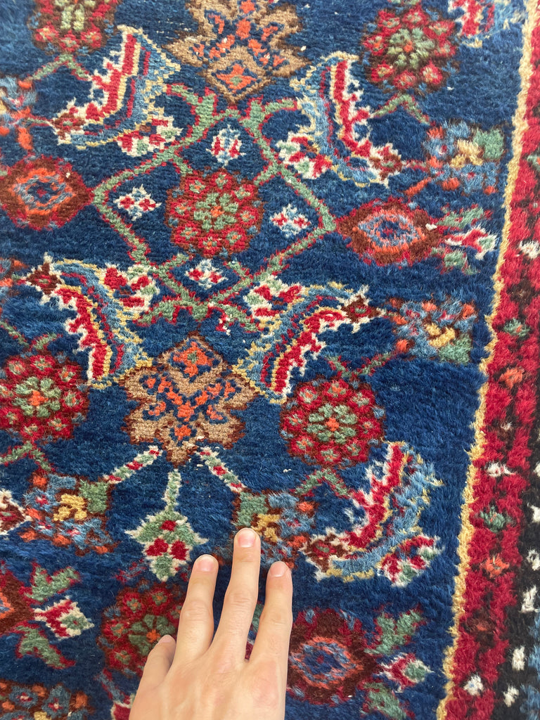INCREDIBLE Long & Narrow Over-sized Antique Runner | Blues, Greens, Yellows, Tangerines & Camel | 2.11 x 16.8
