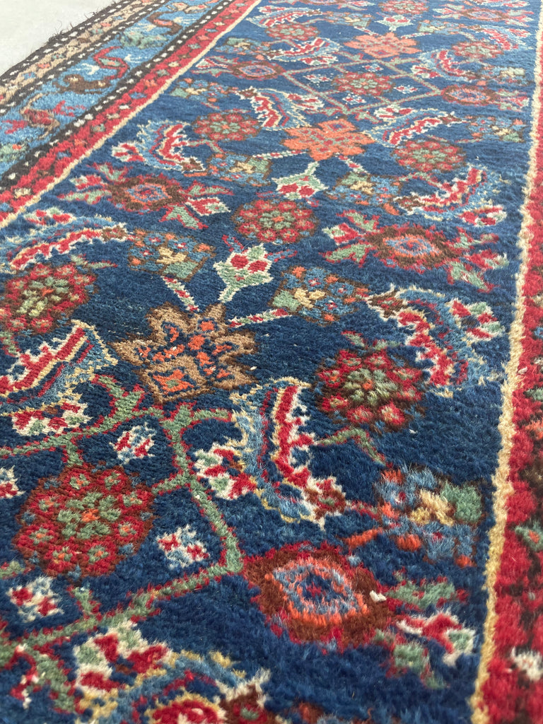 INCREDIBLE Long & Narrow Over-sized Antique Runner | Blues, Greens, Yellows, Tangerines & Camel | 2.11 x 16.8