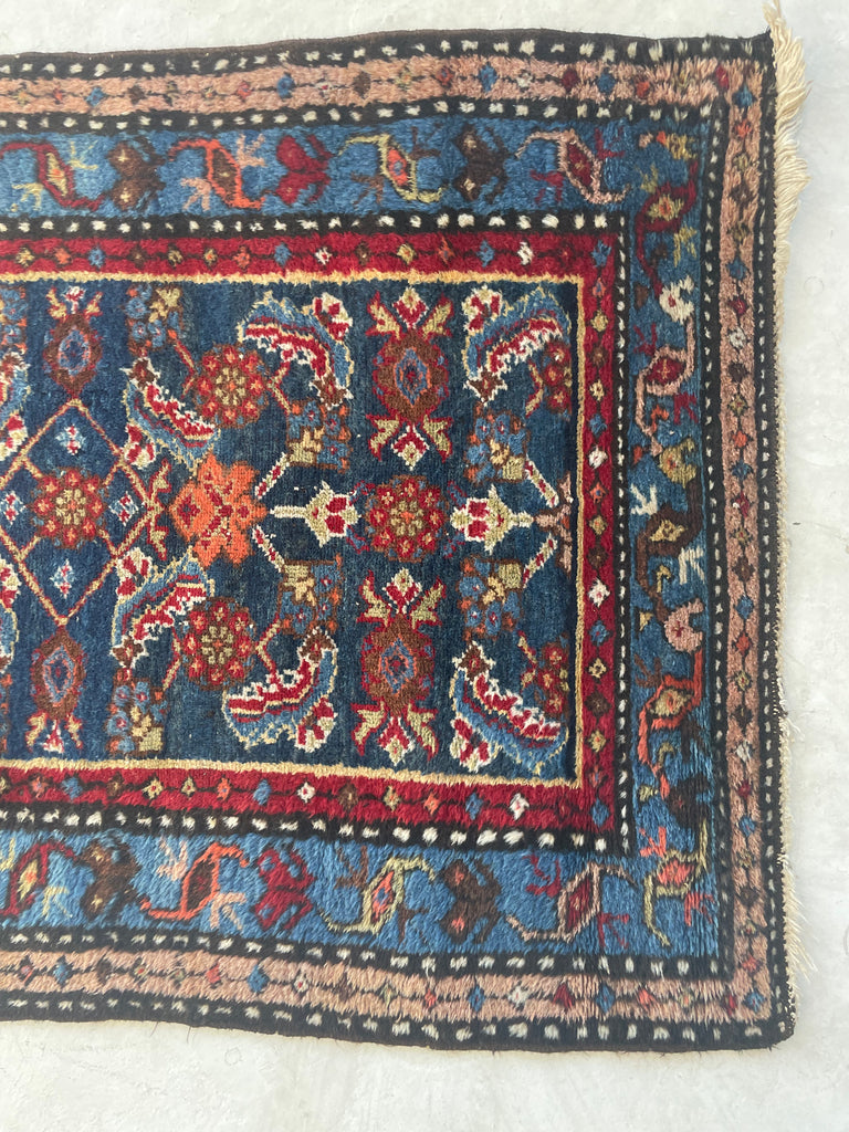 INCREDIBLE Long & Narrow Over-sized Antique Runner | Blues, Greens, Yellows, Tangerines & Camel | 2.11 x 16.8