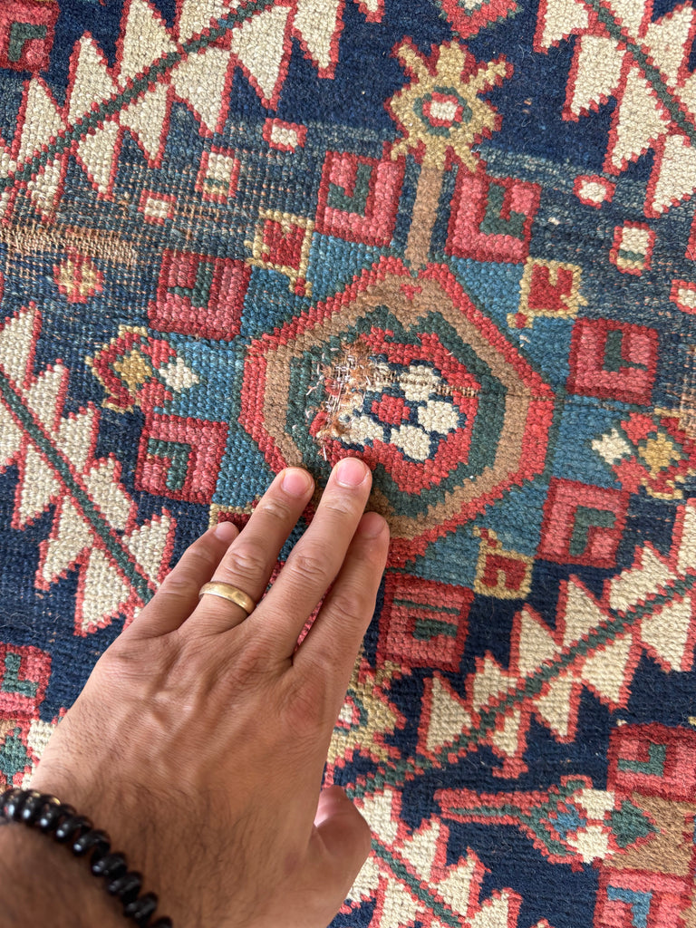STUNNING Northwest Persian Runner | Exotic Camel Border, Piercing Blues, Greens, More | 3 x 10.2