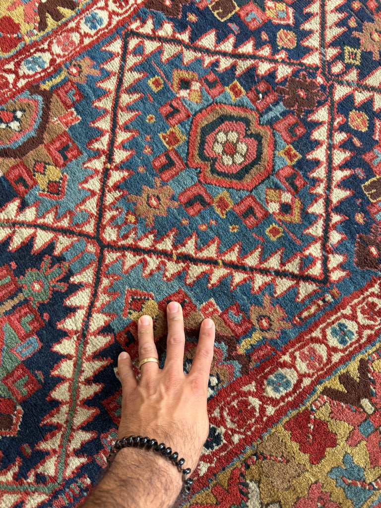 STUNNING Northwest Persian Runner | Exotic Camel Border, Piercing Blues, Greens, More | 3 x 10.2