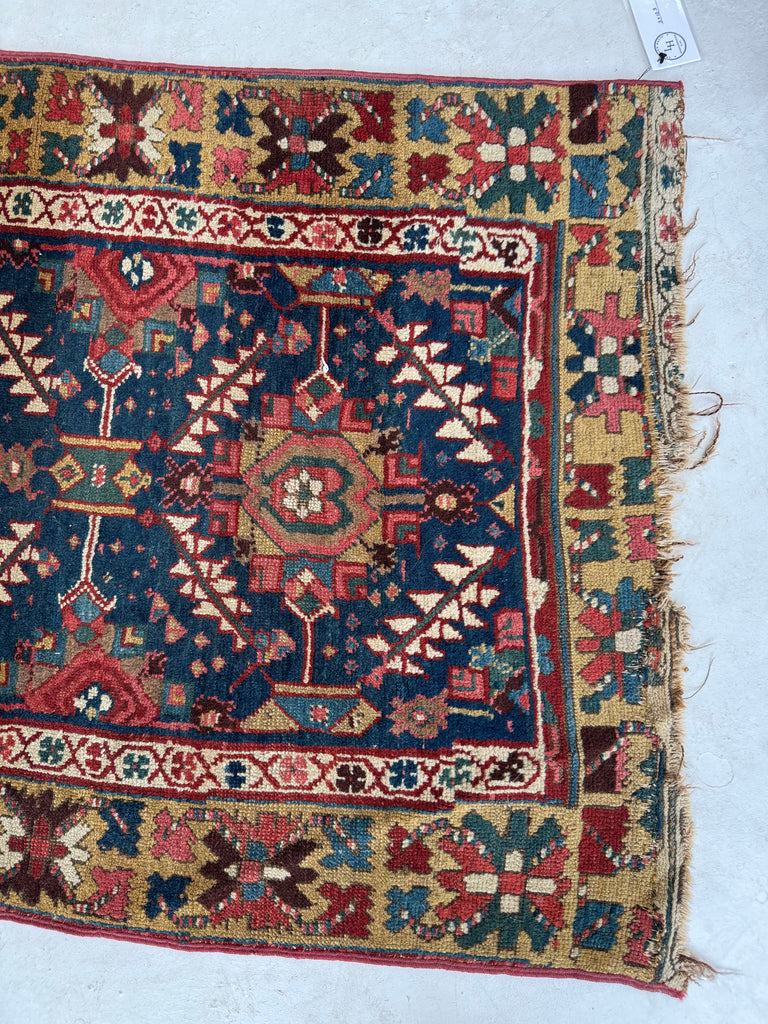 STUNNING Northwest Persian Runner | Exotic Camel Border, Piercing Blues, Greens, More | 3 x 10.2