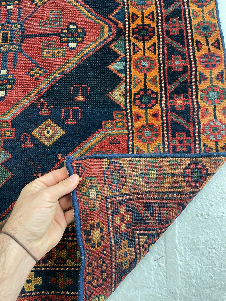 Funky Boho Vintage Kurdish Runner with DAZZLING Colors; Lime Green, Tangerine, Watermelon, Blueberry & Indigo | 3.2 x 10.10
