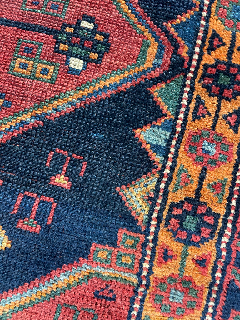 Funky Boho Vintage Kurdish Runner with DAZZLING Colors; Lime Green, Tangerine, Watermelon, Blueberry & Indigo | 3.2 x 10.10