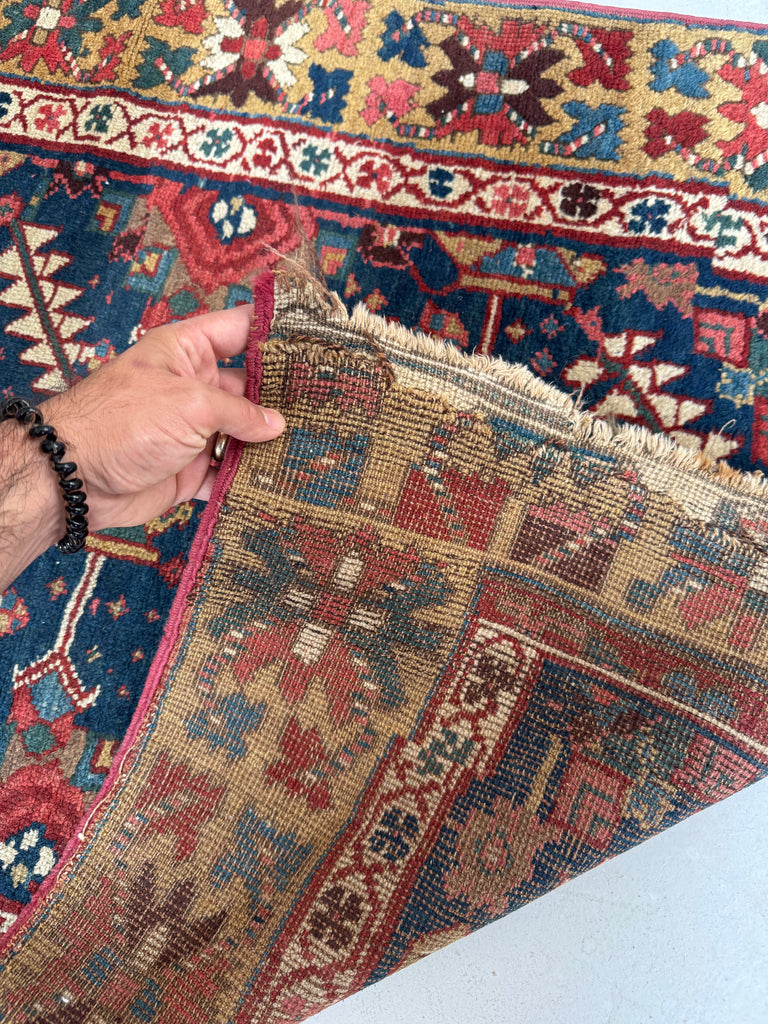 STUNNING Northwest Persian Runner | Exotic Camel Border, Piercing Blues, Greens, More | 3 x 10.2