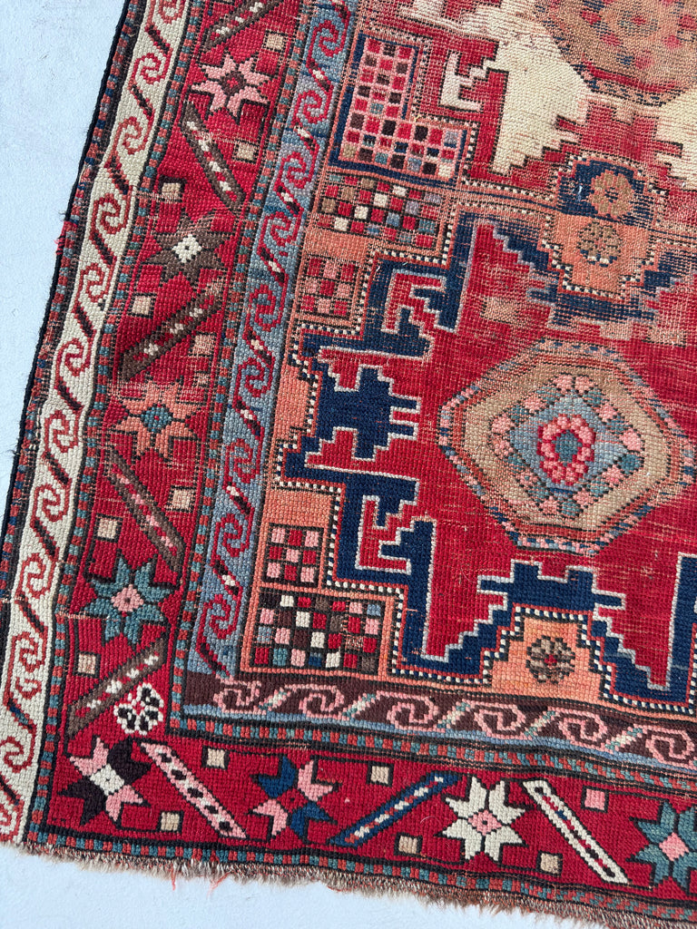 DISTINCT Antique Caucasian Leshgi Star Kuba/Dagastan Region | Aged to Perfection | ~ 3 x 4