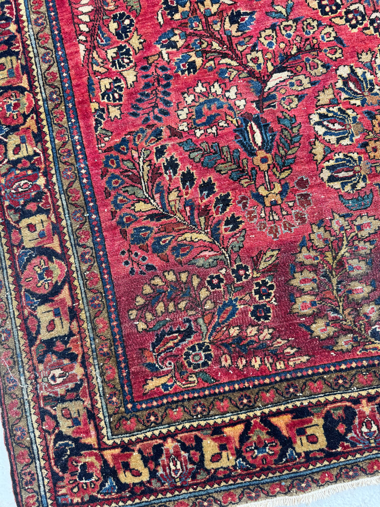 CLASSIC Floral Sprays with Movement & Harmony | Antique Sarouk in Original Dyes | 4.2 x 6.4