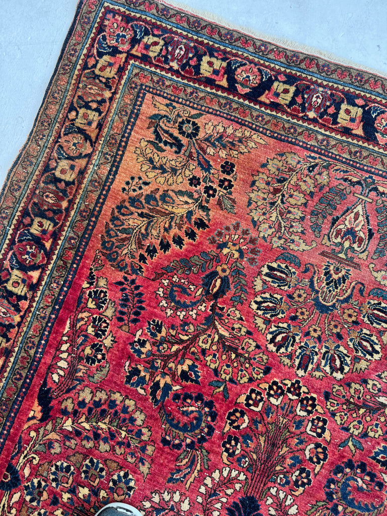 CLASSIC Floral Sprays with Movement & Harmony | Antique Sarouk in Original Dyes | 4.2 x 6.4