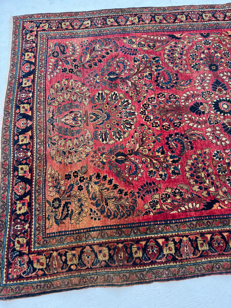 CLASSIC Floral Sprays with Movement & Harmony | Antique Sarouk in Original Dyes | 4.2 x 6.4