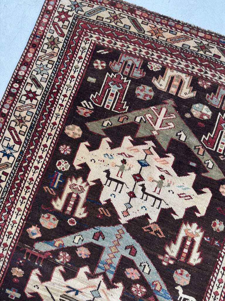 COLLECTOR'S Antique Caucasian Kuba | Village Life, Natural Dyes, True Art | 3 x 4