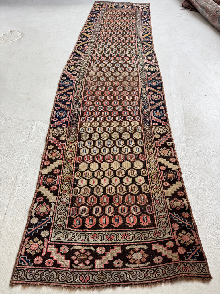 AMAZING PASTEL Meandering Antique Runner with Artistic Paisley Motifs! | ~ 3 x 10.8