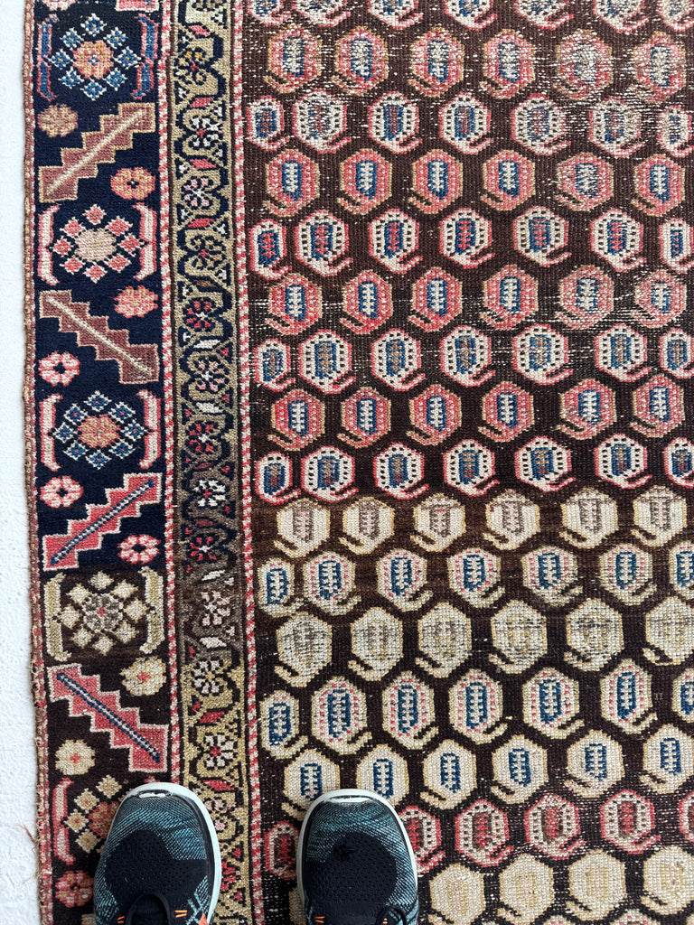 AMAZING PASTEL Meandering Antique Runner with Artistic Paisley Motifs! | ~ 3 x 10.8