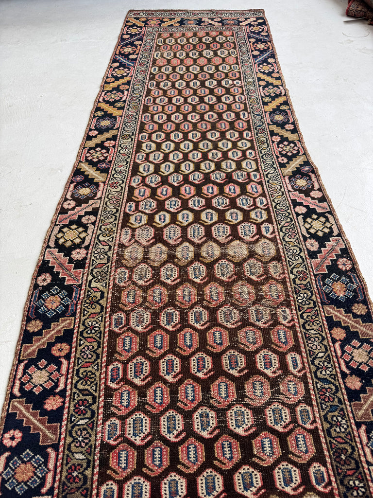 AMAZING PASTEL Meandering Antique Runner with Artistic Paisley Motifs! | ~ 3 x 10.8