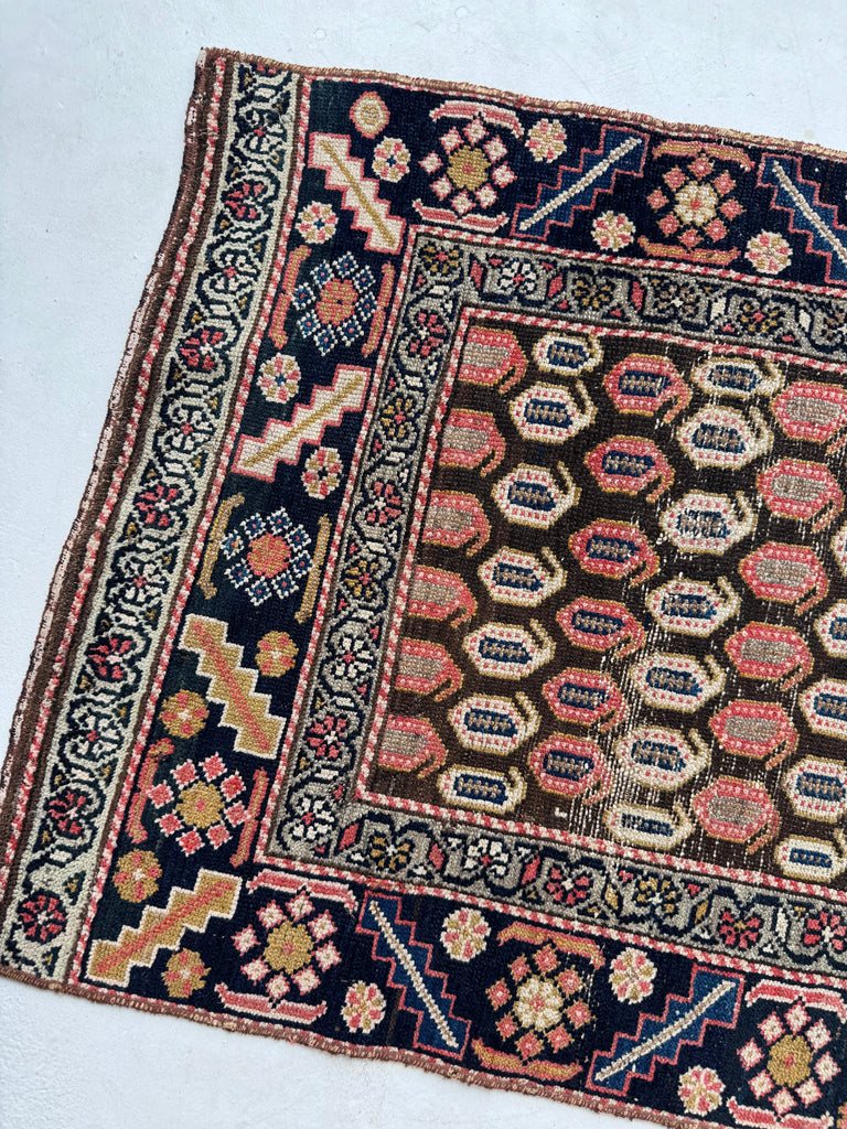 AMAZING PASTEL Meandering Antique Runner with Artistic Paisley Motifs! | ~ 3 x 10.8