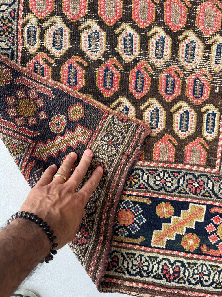 AMAZING PASTEL Meandering Antique Runner with Artistic Paisley Motifs! | ~ 3 x 10.8