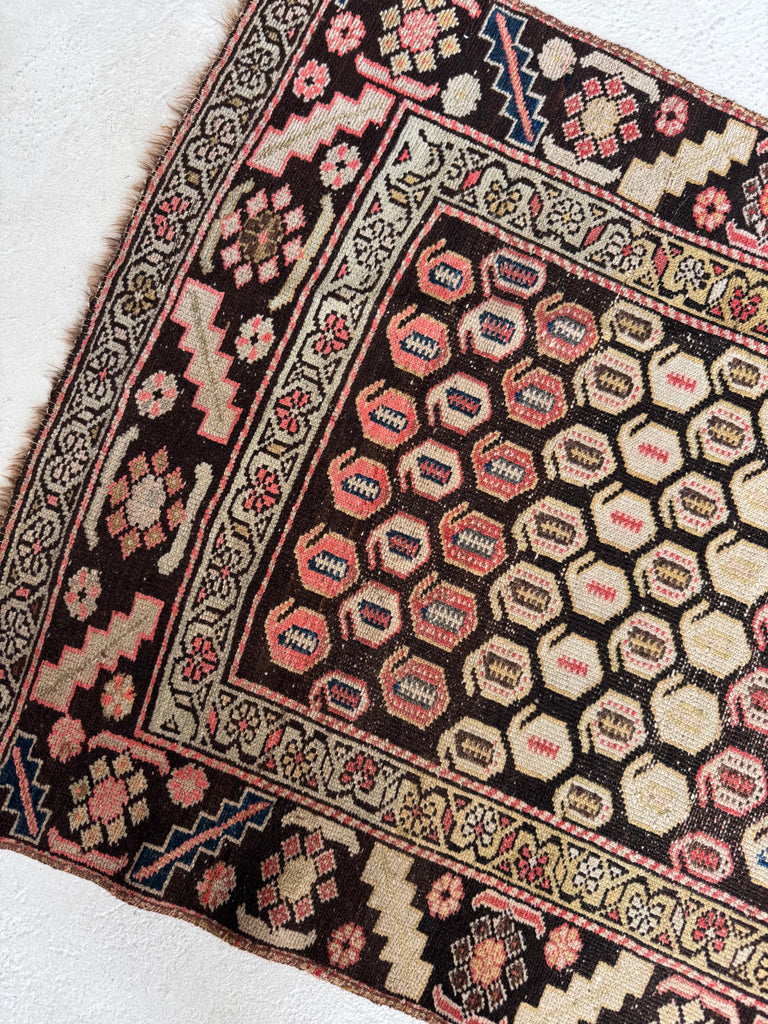AMAZING PASTEL Meandering Antique Runner with Artistic Paisley Motifs! | ~ 3 x 10.8