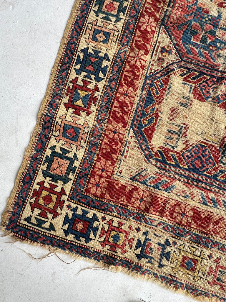 DISTRESSED to Perfection Sweet Caucasia Throw Rug | Lovely Character and Detailed Border | 3.3 x 5