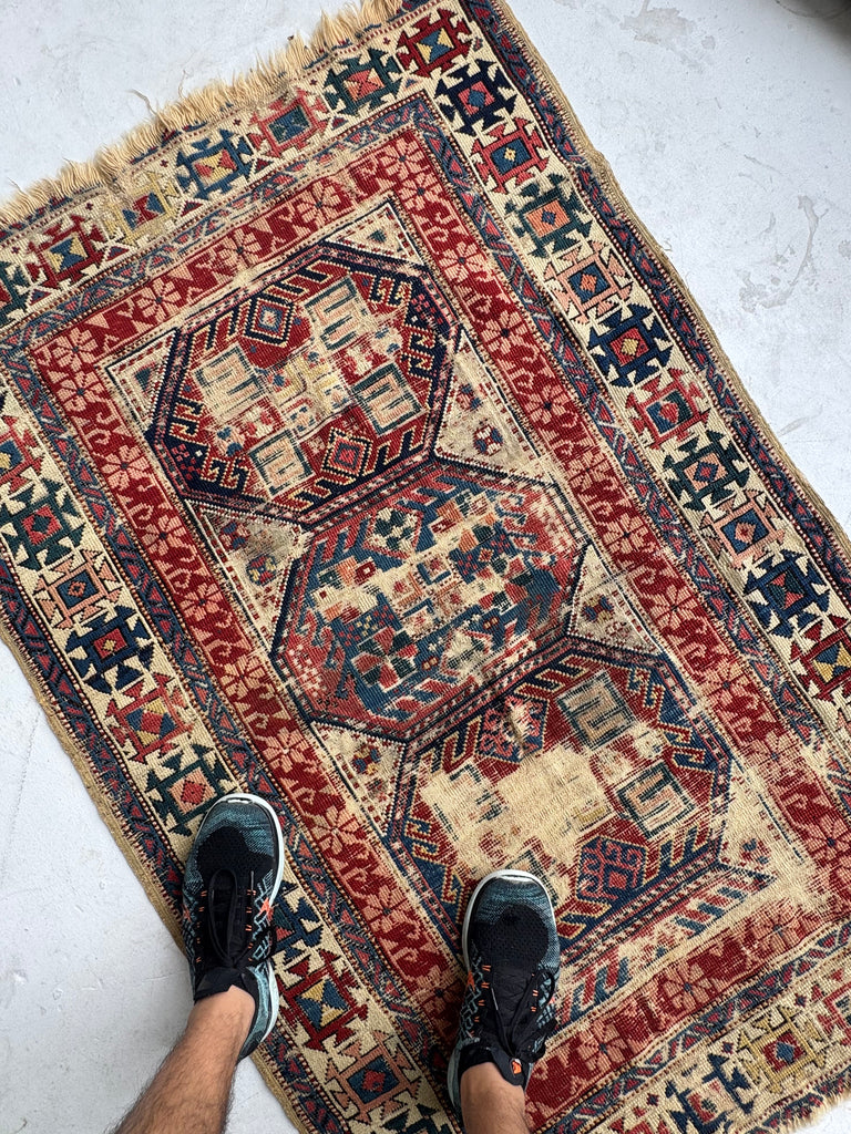 DISTRESSED to Perfection Sweet Caucasia Throw Rug | Lovely Character and Detailed Border | 3.3 x 5