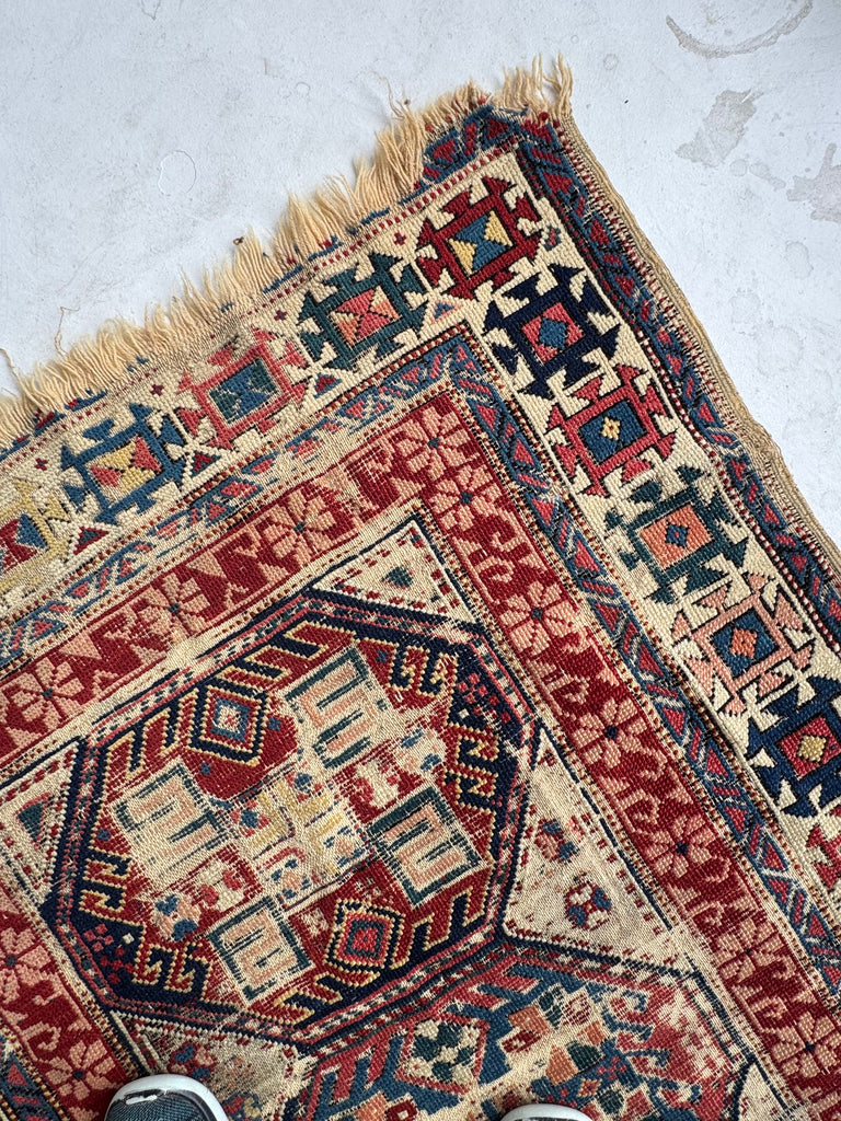 DISTRESSED to Perfection Sweet Caucasia Throw Rug | Lovely Character and Detailed Border | 3.3 x 5