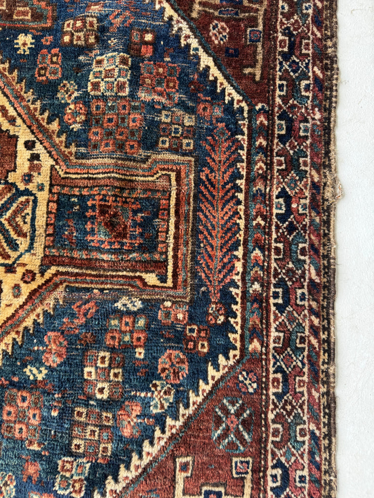 RAW Nomadic Antique Qashqai / Gashgai Square | Beautiful Tribal Charm| 3.6 x 3.9