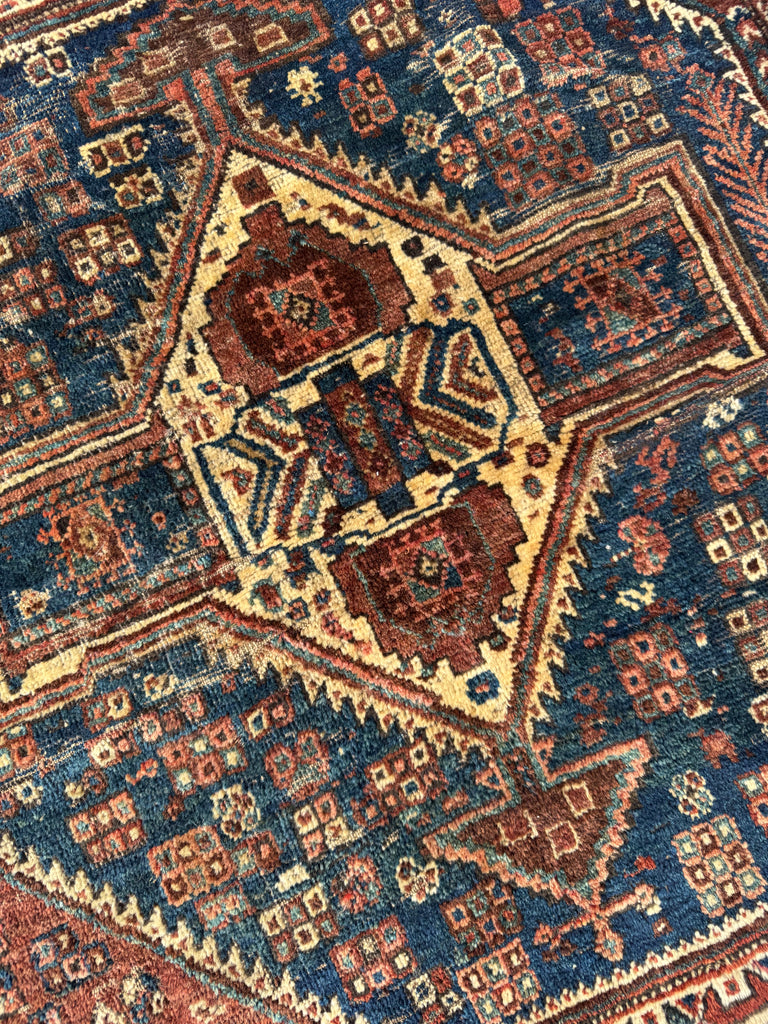 RAW Nomadic Antique Qashqai / Gashgai Square | Beautiful Tribal Charm| 3.6 x 3.9