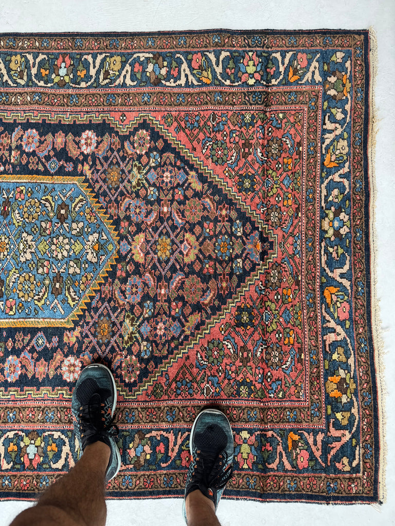 DYNAMITE Vintage Bidjar | Stunning Shifting Dyes with Lemon, Storm Green, Sky Blue | 4.7 x 6.2