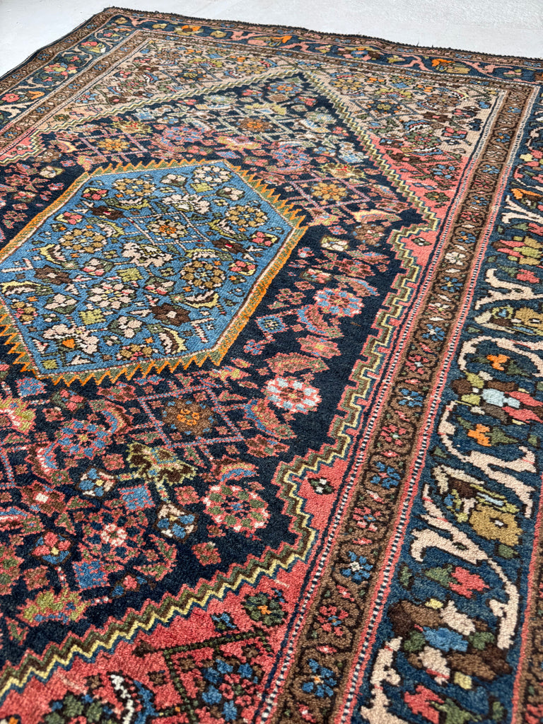 DYNAMITE Vintage Bidjar | Stunning Shifting Dyes with Lemon, Storm Green, Sky Blue | 4.7 x 6.2