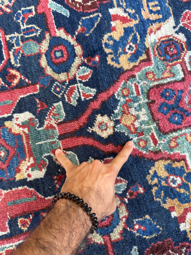 PALATIAL Antique Persian Mahal in AMAZING "Mostofi / Mustafi" Design | Gorgeous Sushi Pinks, Rust, Emerald, Seafoam, Indigo | 12.4 x 16.6
