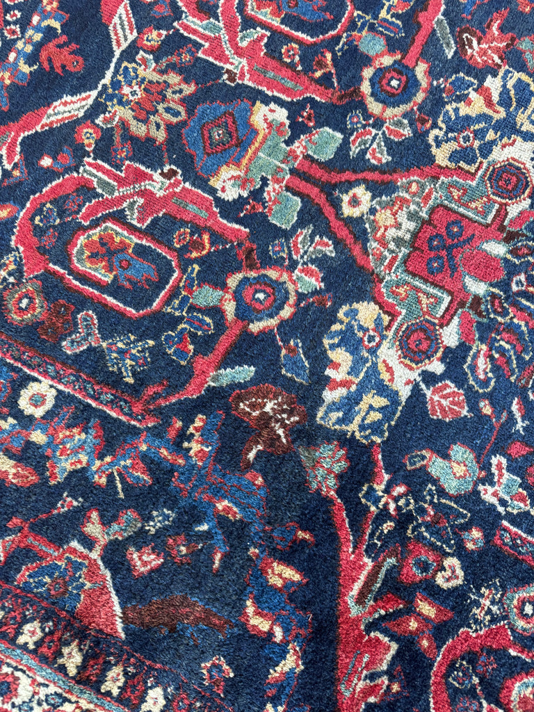 PALATIAL Antique Persian Mahal in AMAZING "Mostofi / Mustafi" Design | Gorgeous Sushi Pinks, Rust, Emerald, Seafoam, Indigo | 12.4 x 16.6