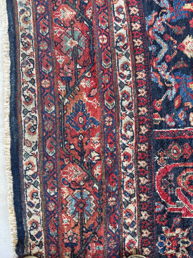 PALATIAL Antique Persian Mahal in AMAZING "Mostofi / Mustafi" Design | Gorgeous Sushi Pinks, Rust, Emerald, Seafoam, Indigo | 12.4 x 16.6