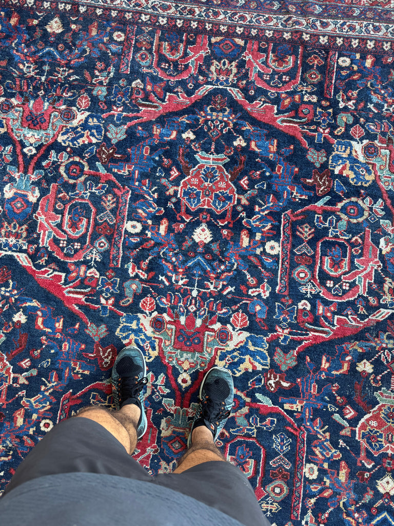 PALATIAL Antique Persian Mahal in AMAZING "Mostofi / Mustafi" Design | Gorgeous Sushi Pinks, Rust, Emerald, Seafoam, Indigo | 12.4 x 16.6
