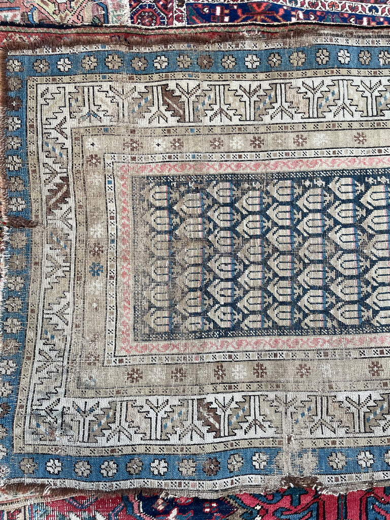 ON HOLD FOR MAGNOLIA NETWORK*** GORGEOUS Antique Caucasian Runner | Icy Blue, Soft Beige, Camel, Honey with Blush | 3.4 x 8.4