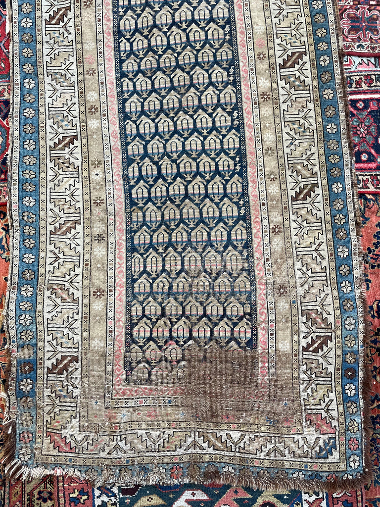 ON HOLD FOR MAGNOLIA NETWORK*** GORGEOUS Antique Caucasian Runner | Icy Blue, Soft Beige, Camel, Honey with Blush | 3.4 x 8.4