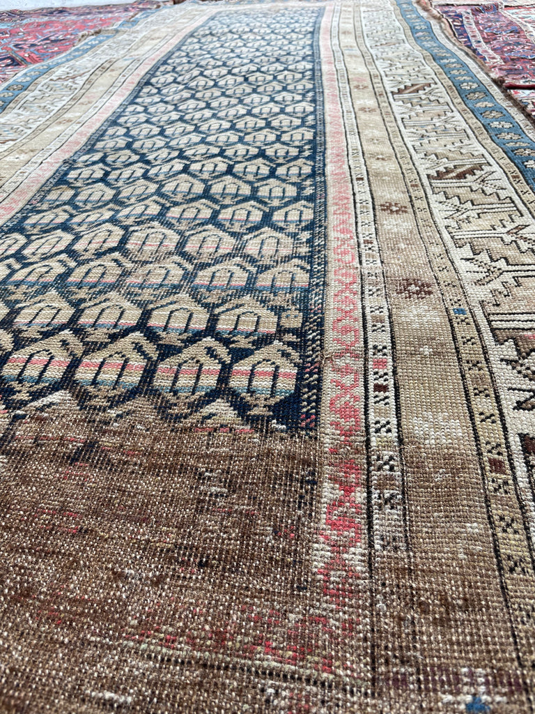 ON HOLD FOR MAGNOLIA NETWORK*** GORGEOUS Antique Caucasian Runner | Icy Blue, Soft Beige, Camel, Honey with Blush | 3.4 x 8.4