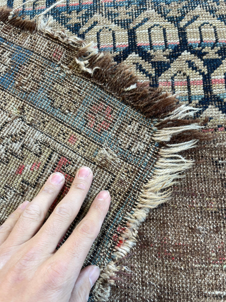 ON HOLD FOR MAGNOLIA NETWORK*** GORGEOUS Antique Caucasian Runner | Icy Blue, Soft Beige, Camel, Honey with Blush | 3.4 x 8.4