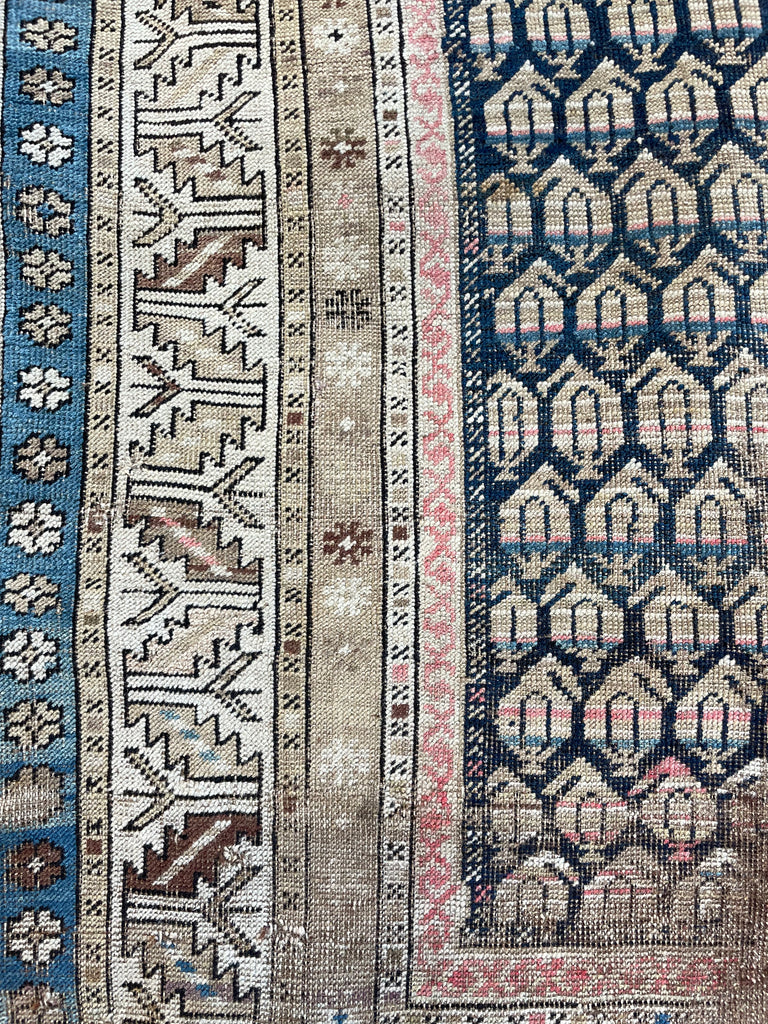 ON HOLD FOR MAGNOLIA NETWORK*** GORGEOUS Antique Caucasian Runner | Icy Blue, Soft Beige, Camel, Honey with Blush | 3.4 x 8.4