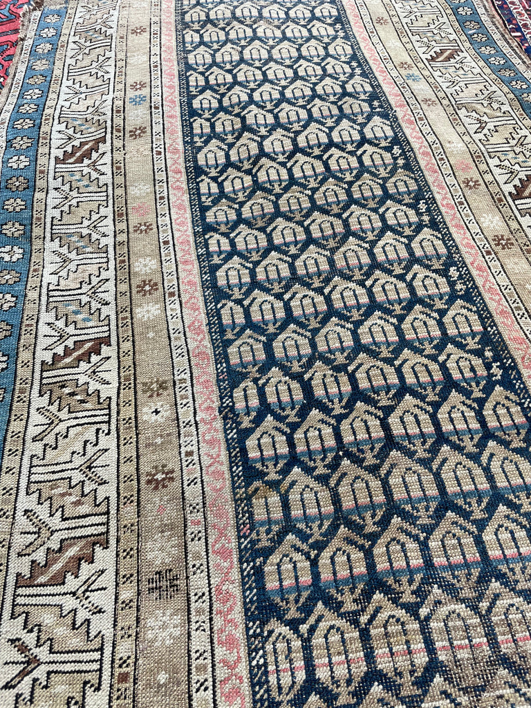 ON HOLD FOR MAGNOLIA NETWORK*** GORGEOUS Antique Caucasian Runner | Icy Blue, Soft Beige, Camel, Honey with Blush | 3.4 x 8.4