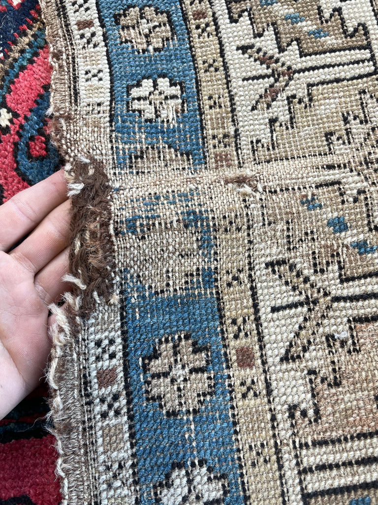 ON HOLD FOR MAGNOLIA NETWORK*** GORGEOUS Antique Caucasian Runner | Icy Blue, Soft Beige, Camel, Honey with Blush | 3.4 x 8.4