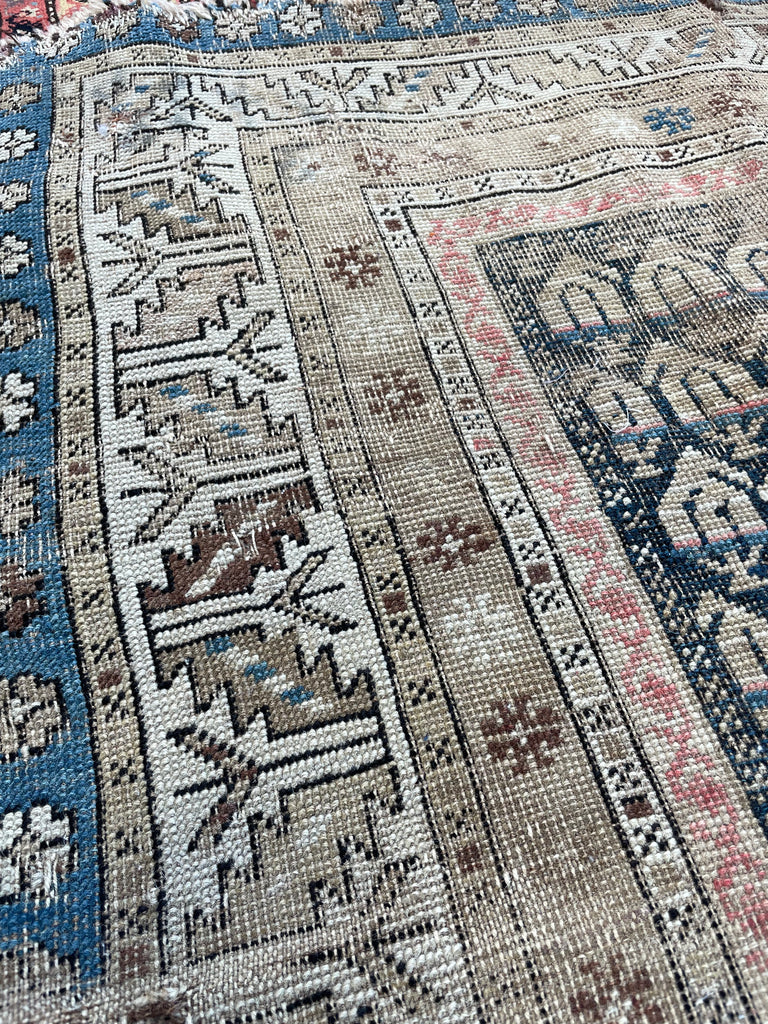 ON HOLD FOR MAGNOLIA NETWORK*** GORGEOUS Antique Caucasian Runner | Icy Blue, Soft Beige, Camel, Honey with Blush | 3.4 x 8.4