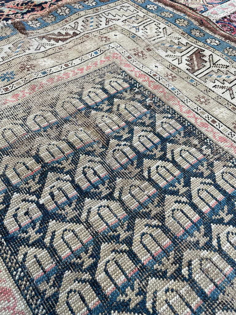 ON HOLD FOR MAGNOLIA NETWORK*** GORGEOUS Antique Caucasian Runner | Icy Blue, Soft Beige, Camel, Honey with Blush | 3.4 x 8.4