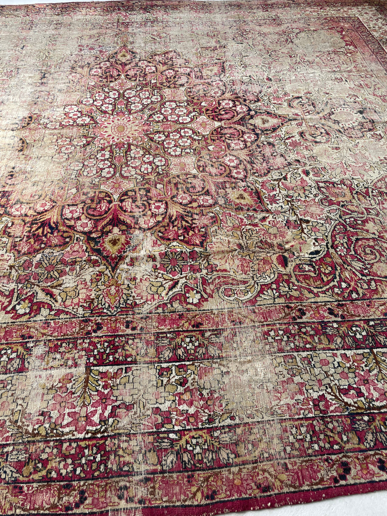 GORGEOUS Muted Character-Rich Antique Kermanshah | OVERSIZED Moss, Sage, Olive & Earthy Greens | 11 x 13