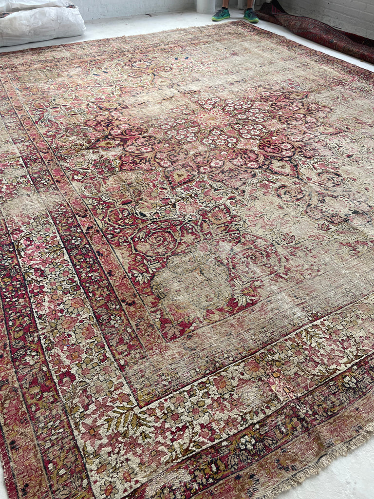 GORGEOUS Muted Character-Rich Antique Kermanshah | OVERSIZED Moss, Sage, Olive & Earthy Greens | 11 x 13