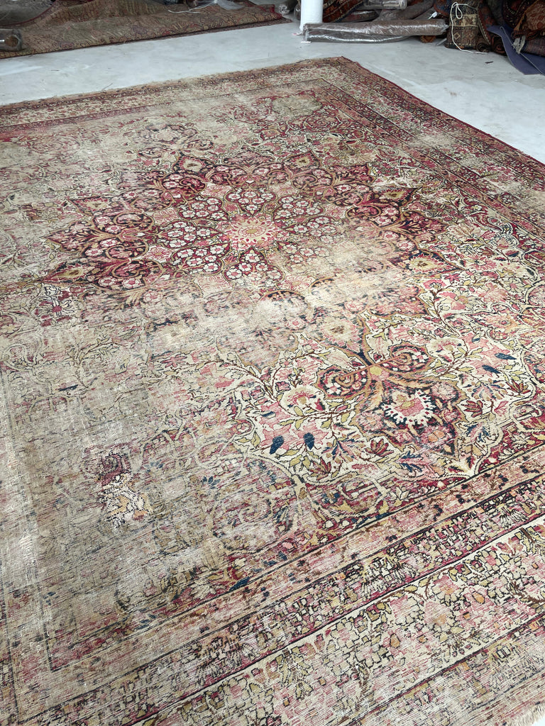 GORGEOUS Muted Character-Rich Antique Kermanshah | OVERSIZED Moss, Sage, Olive & Earthy Greens | 11 x 13