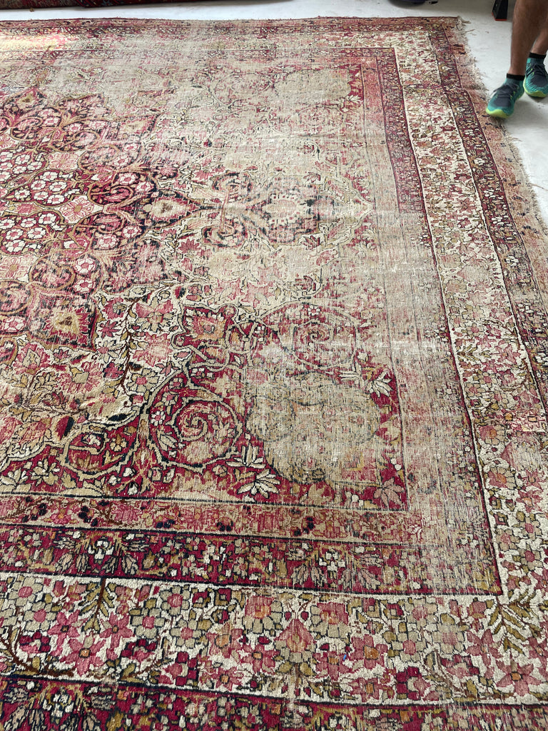GORGEOUS Muted Character-Rich Antique Kermanshah | OVERSIZED Moss, Sage, Olive & Earthy Greens | 11 x 13