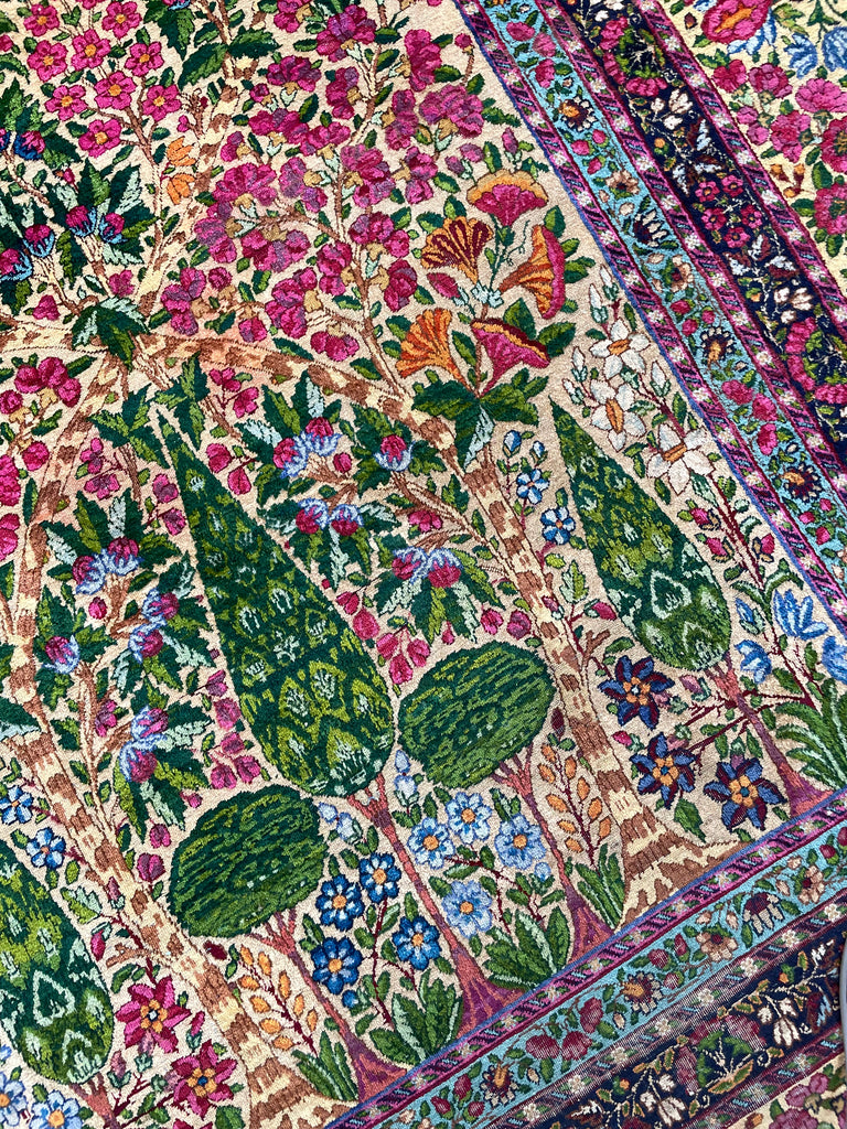 SPECTACLE Antique Kerman Lavar | MILLEFLEUR & CYPRESS TREE OF LIFE | Spectrum Color Palette | 11.4 x 14.5