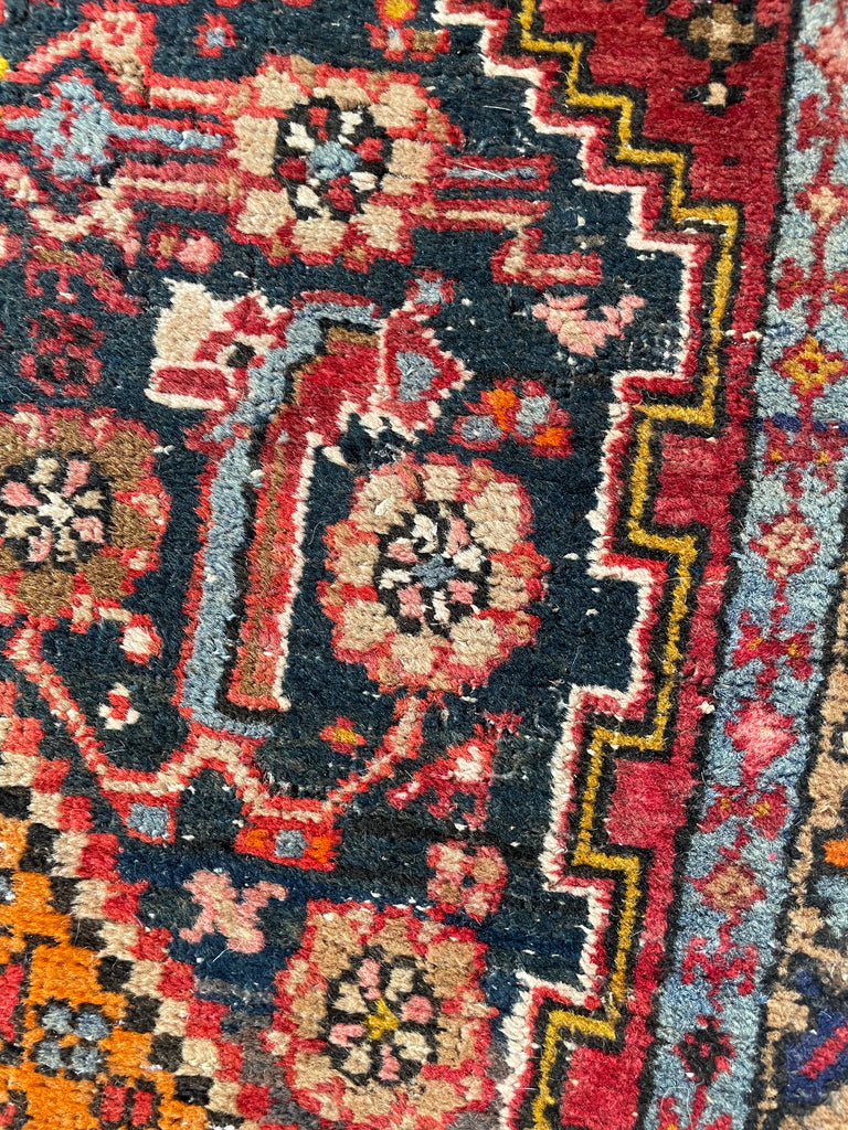 KISSING LIONS / LEOPARDS 😘  Rare & Decorative Antique Runner with Duel Feline Subjects [Wedding Rug?] | 2.11 x 10.6