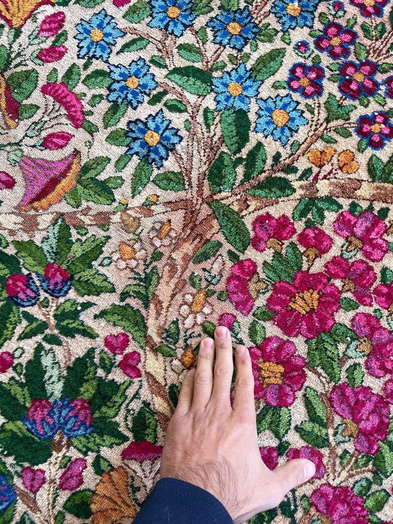 SPECTACLE Antique Kerman Lavar | MILLEFLEUR & CYPRESS TREE OF LIFE | Spectrum Color Palette | 11.4 x 14.5