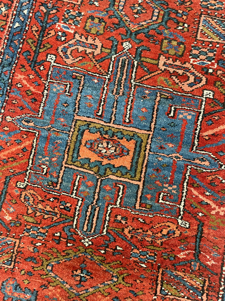 FABULOUS Antique Heriz Tribal Runner in Sunset Hues | Ombre Rust, Clay, Green, Blues | ~ 3 x 10