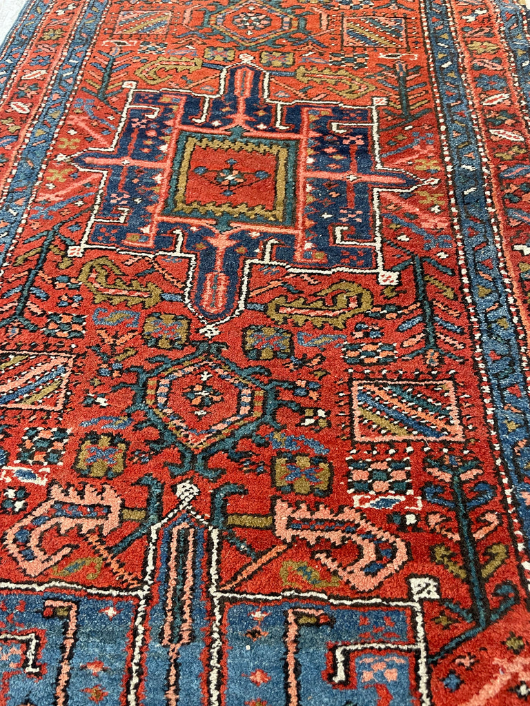 FABULOUS Antique Heriz Tribal Runner in Sunset Hues | Ombre Rust, Clay, Green, Blues | ~ 3 x 10